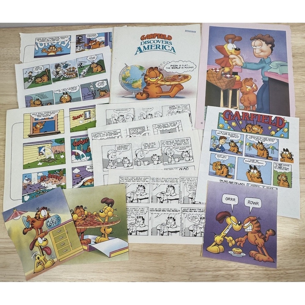 VTG GARFIELD Cartoons Book Pages Ephemera Lot Junk Journal Crafts Decoupage - Picture 2 of 3